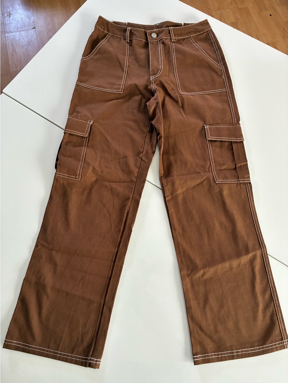 HERPERAS S CHOCOLATE BR 💯 COTTON STREETWEAR CARGO PANTS THICK STICKING ACCENTS